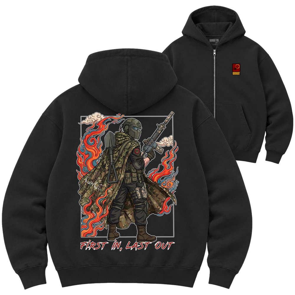 Зіп-худі Premium "FIRST IN, LAST OUT", колір Чорний zip-hudi-premium-first-in-last-out-black-xxs фото