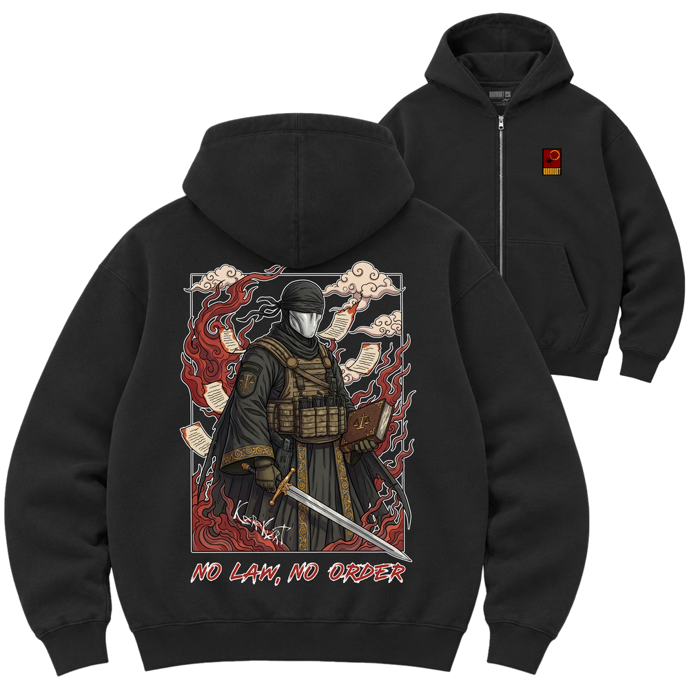 Зіп-худі Premium "NO LAW, NO ORDER", колір Чорний zip-hudi-premium-no-law-no-order-black-xxs фото