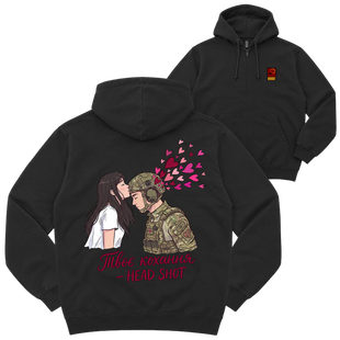 Зіп-худі "YOUR LOVE IS A HEADSHOT", колір Чорний zip-hudi-your-love-is-a-headshot-black-xxs фото