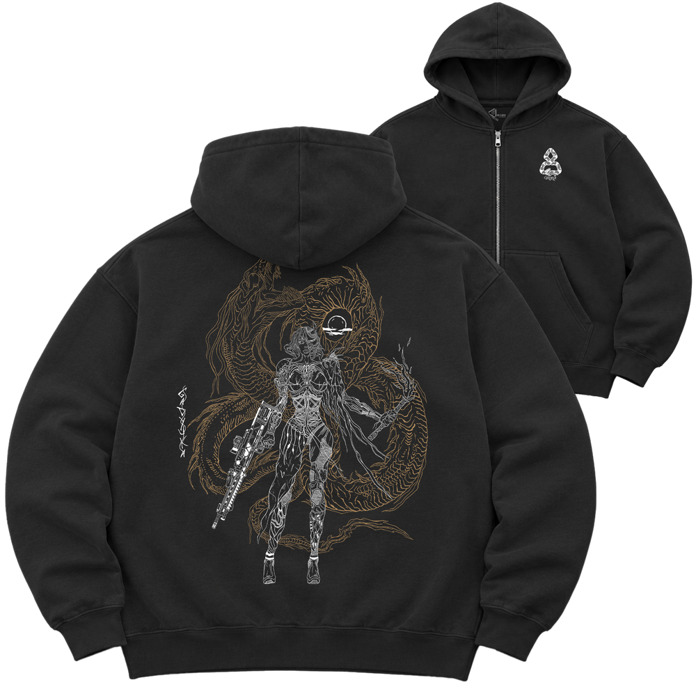 Зіп-худі Premium "Symphony of chaos (White & Gold)", колір Чорний zip-hudi-premium-symphony-of-chaos-white-gold-black-xxs фото