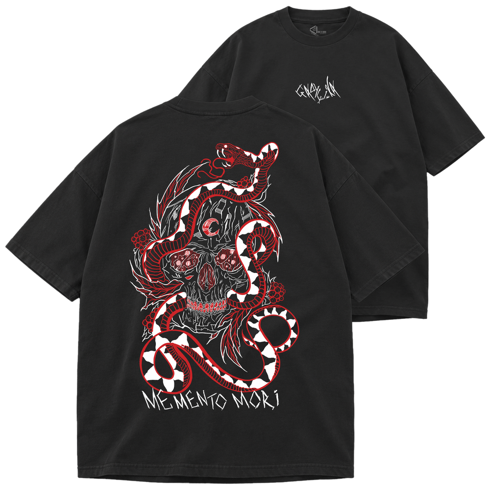 Футболка оверсайз Premium "Memento mori (Red)", колір Чорний futbolka-oversaiz-premium-memento-mori-red-black-xxs фото