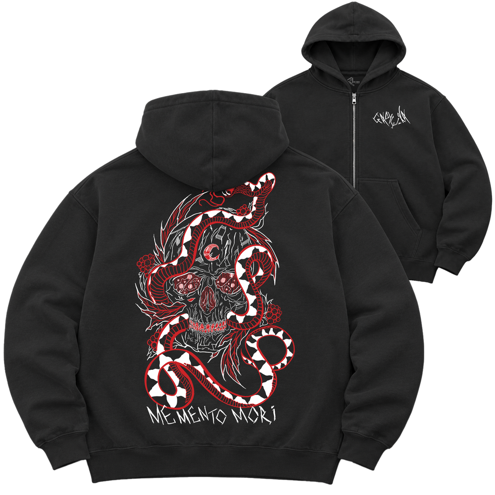 Зіп-худі Premium "Memento mori (Red)", колір Чорний zip-hudi-premium-memento-mori-red-black-xxs фото