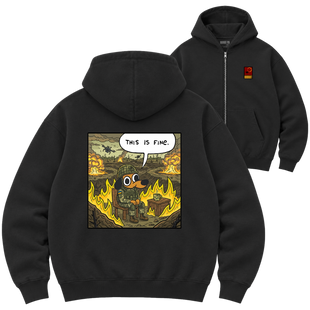 Зіп-худі Premium "THIS IS FINE", колір Чорний zip-hudi-premium-this-is-fine-black-xxs фото